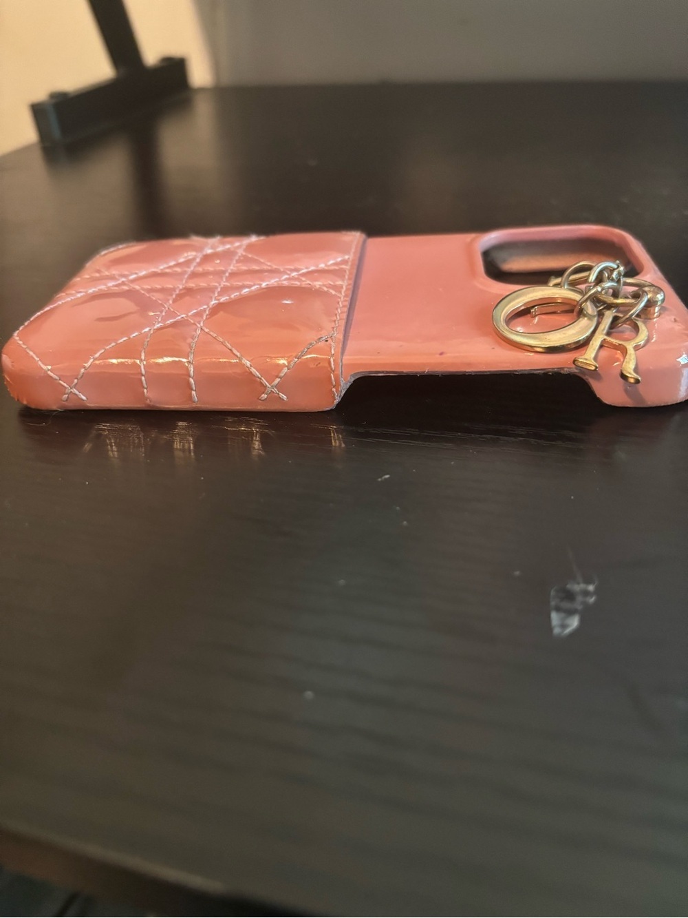 Authentic Lady Dior iPhone 13 Pro Case - Pink Patent Cannage Leather - Picture 7 of 7